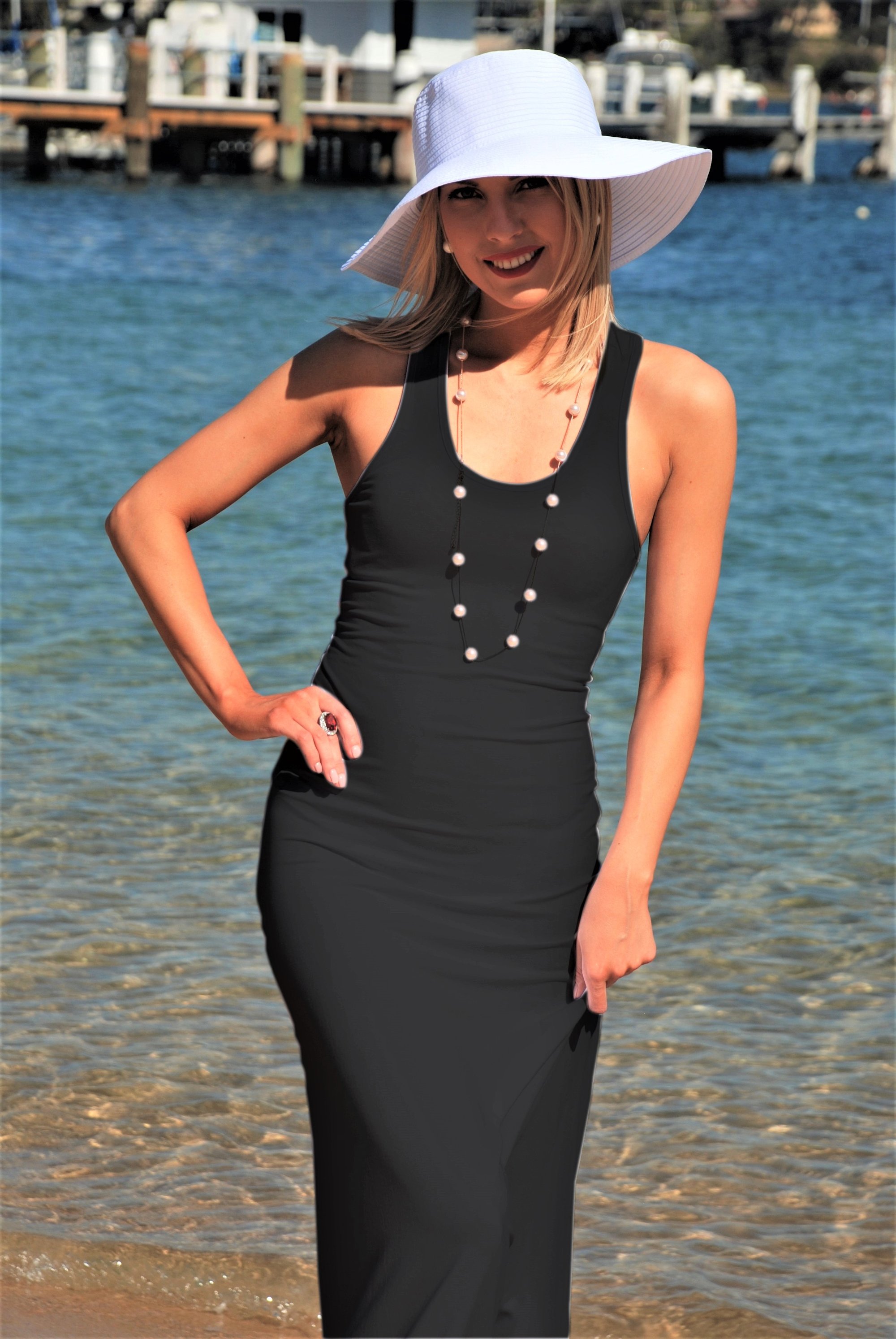Drew Maxi Dress Black Organic Bamboo main image 1