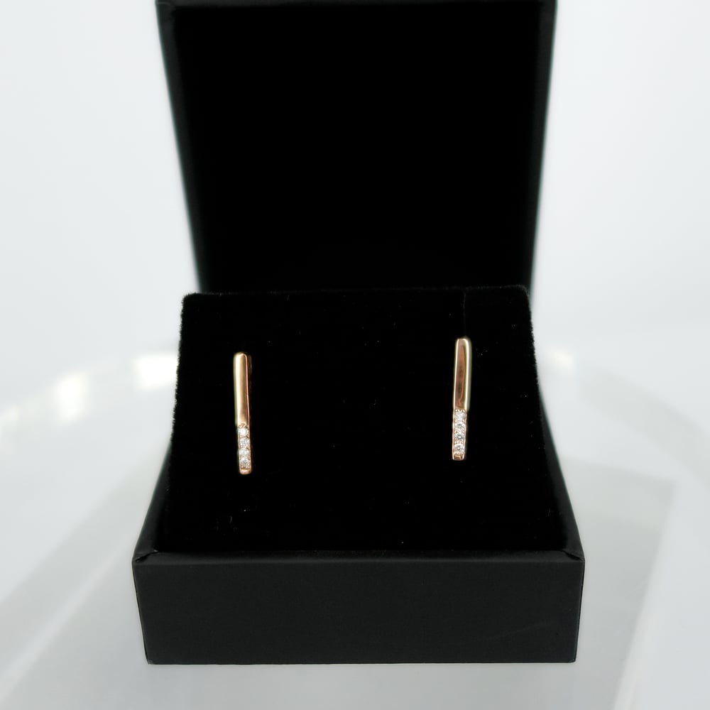 Image of 14ct Rose gold diamond set stud earrings 