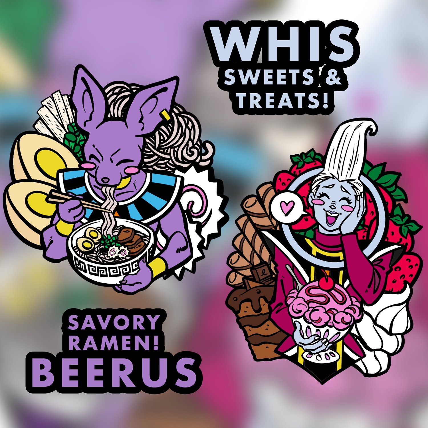 Image of Beerus Ramen & Whis Desserts | Enamel Pin Set