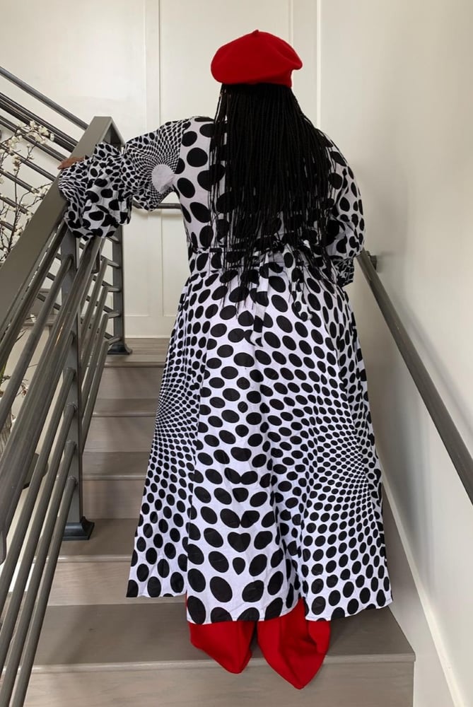 Image of Prettyella Deville- Polka Dot Black/White Wrap Dress/Blouse One Size Fits Med to 2XL
