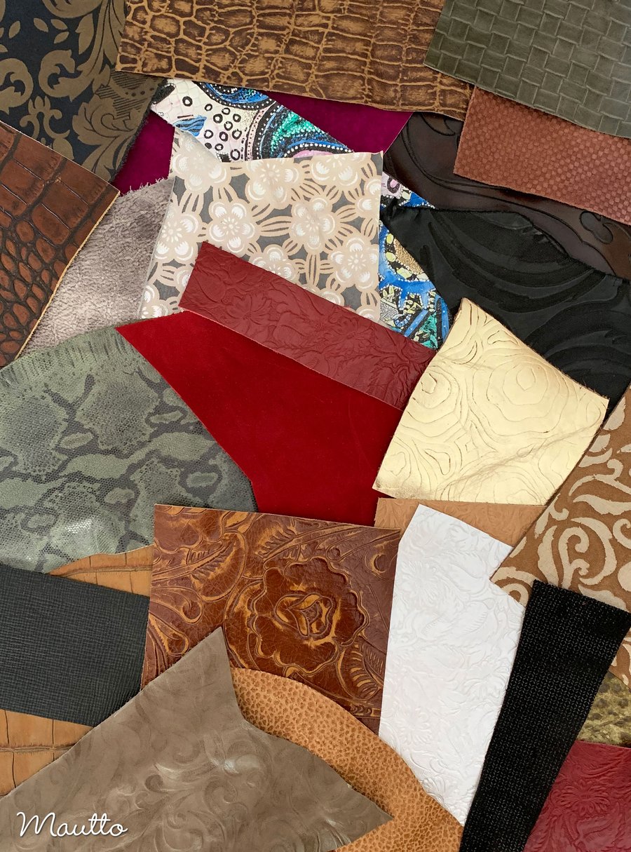 Image of Embossed & Printed Leather Pieces - 1 Pound Bag of Scraps & Remnants - for Crafts, Art, DIY Projects