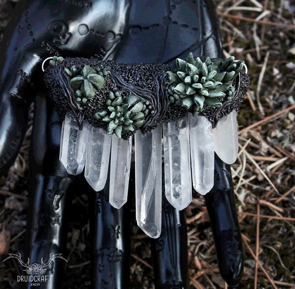 Image of Clear Quartz Necklace with Succulents