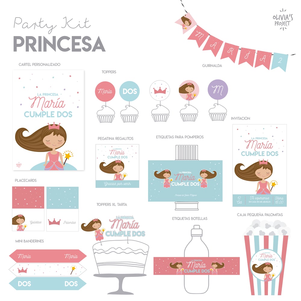 Image of Party Kit Princesa Personalizado Impreso