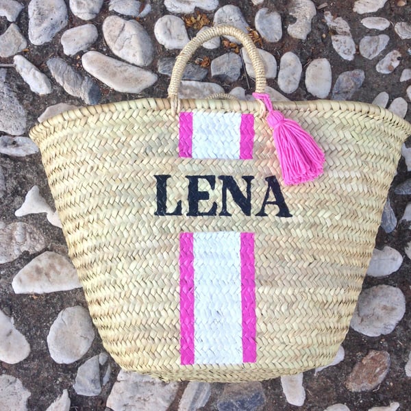 Image of Lena Personalized Straw Tote