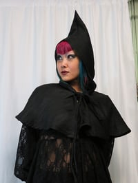 Image 2 of Pointy Linen Cape Hood