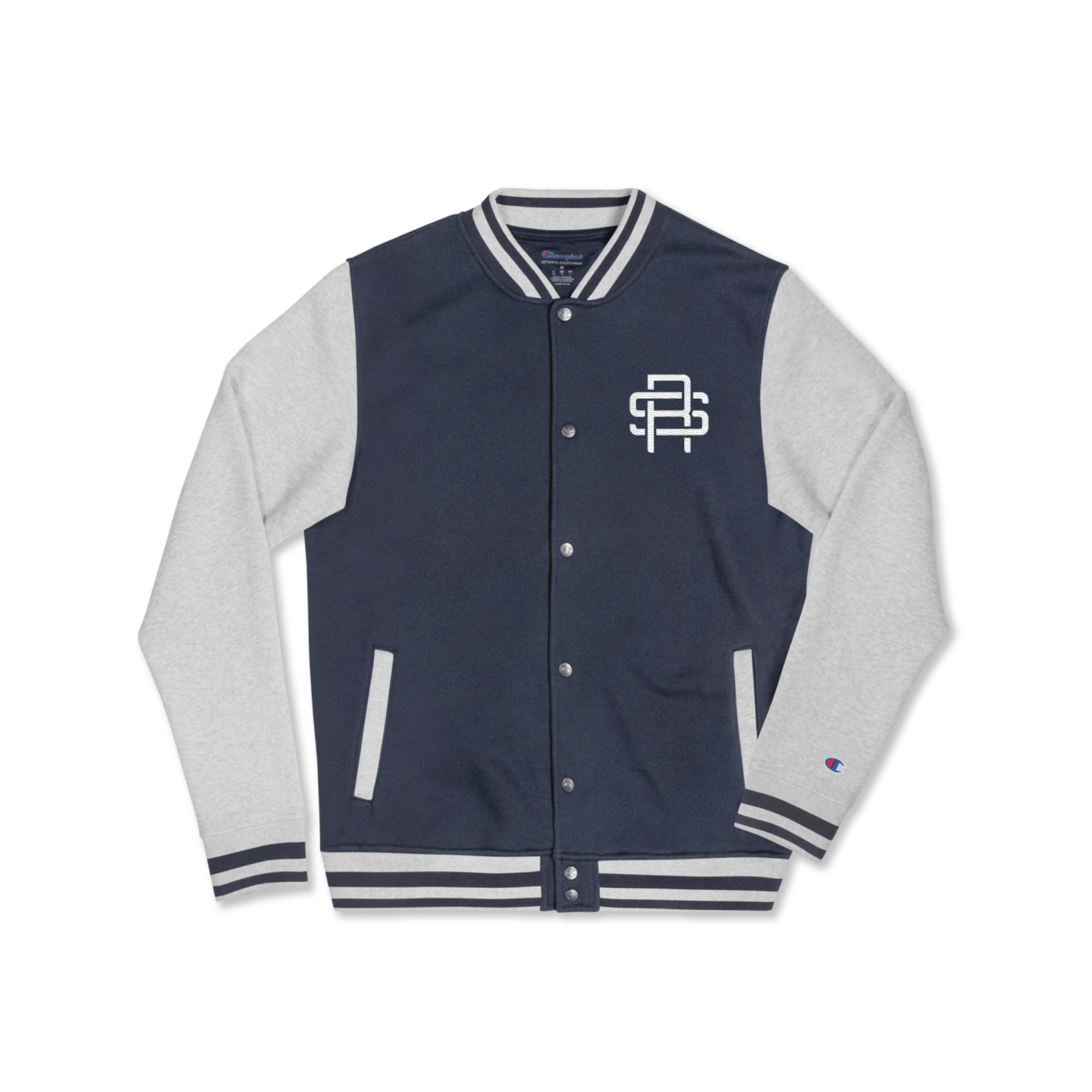 RS Champion Varsity Jacket (Blue+Heather Grey/Unisex) | Redeemed Streetwear