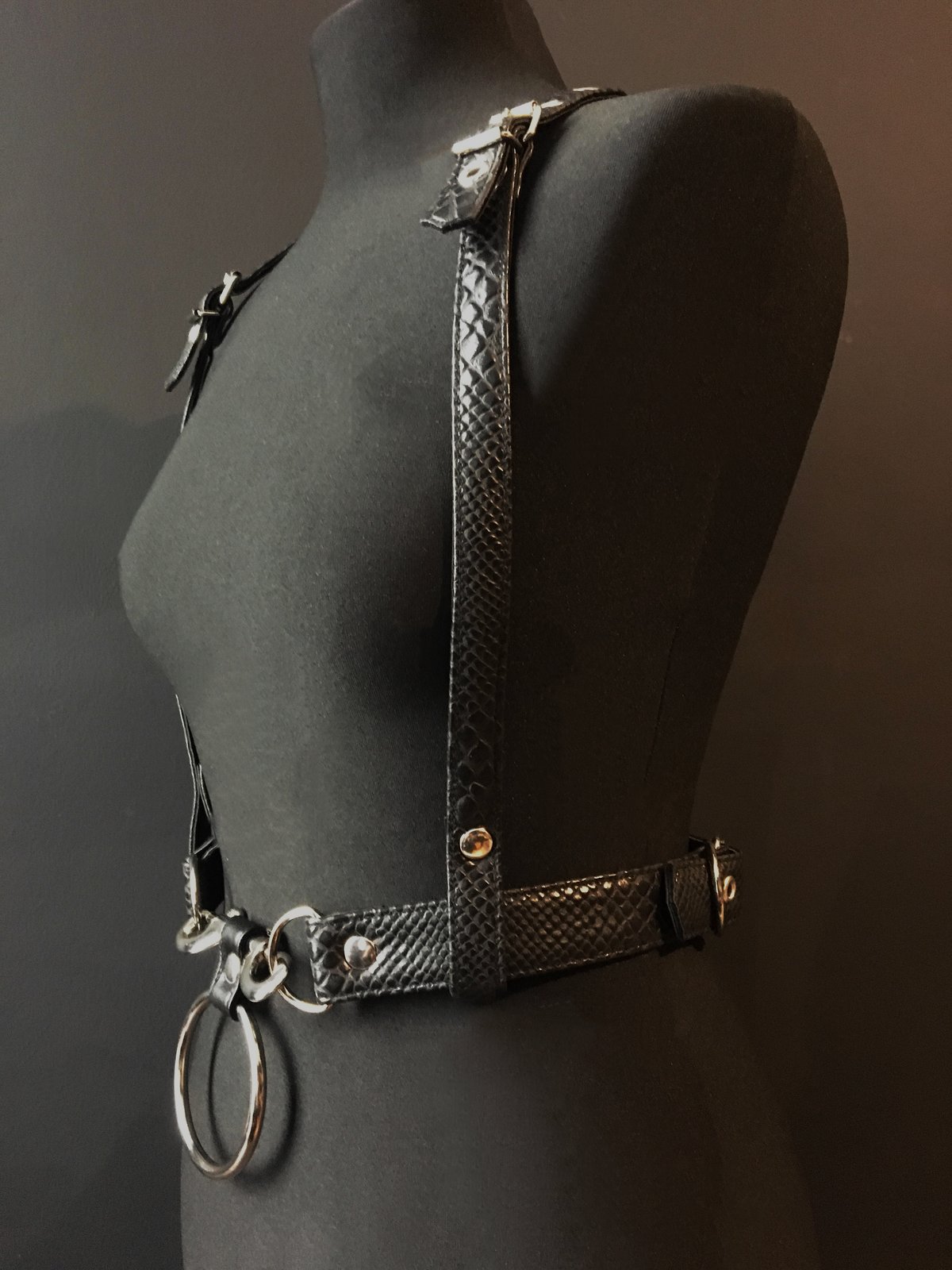 Gotte harness vegan snakeskin