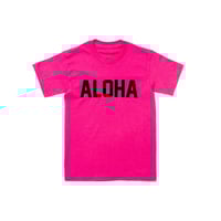ALOHA TEE HOT PINK AND BLACK