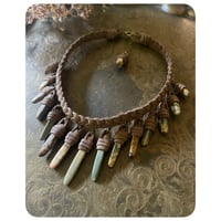 Image 1 of The Empress Necklace - Mixed Jaspers and Dusty Brown Leather Deux