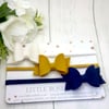 SET OF 3 White/Mustard/Navy Bows on Headbands or Clips 