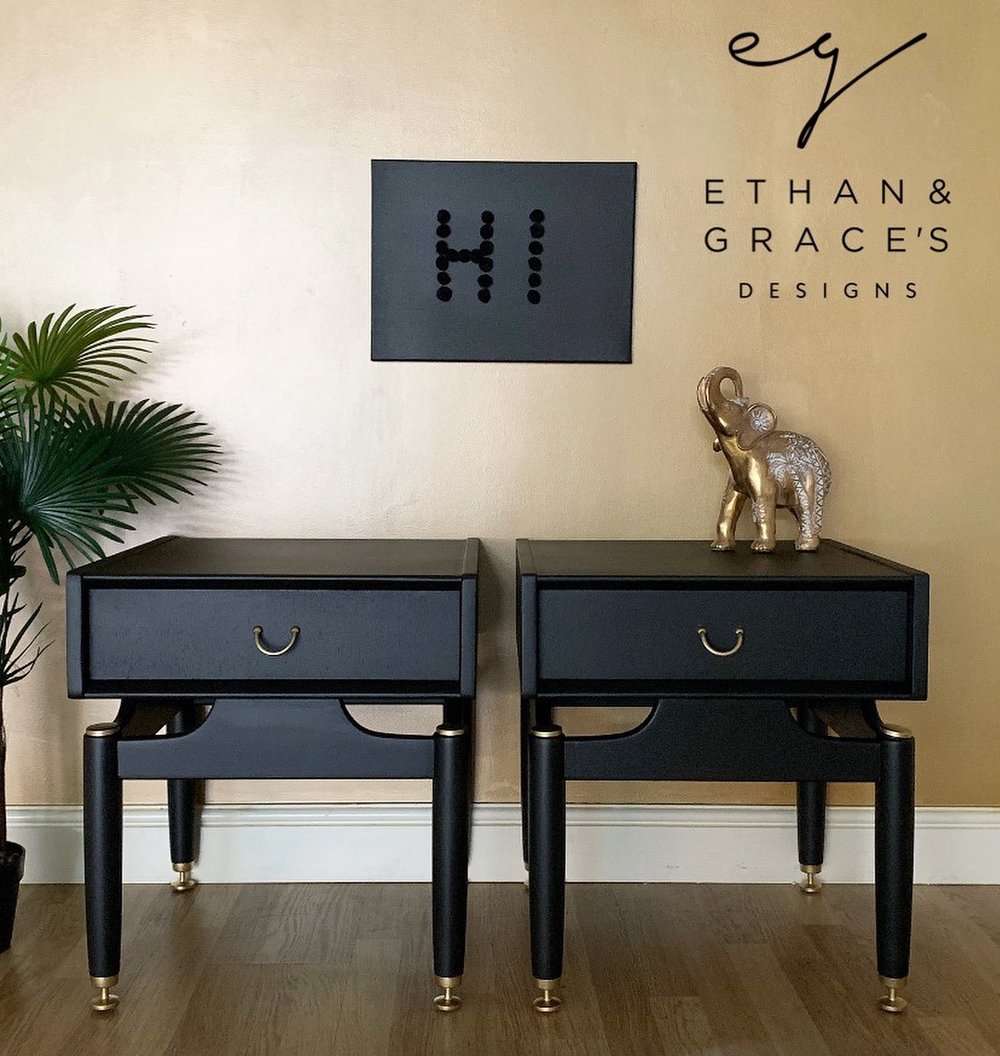 Image of A pair of black G Plan bedside/side tables