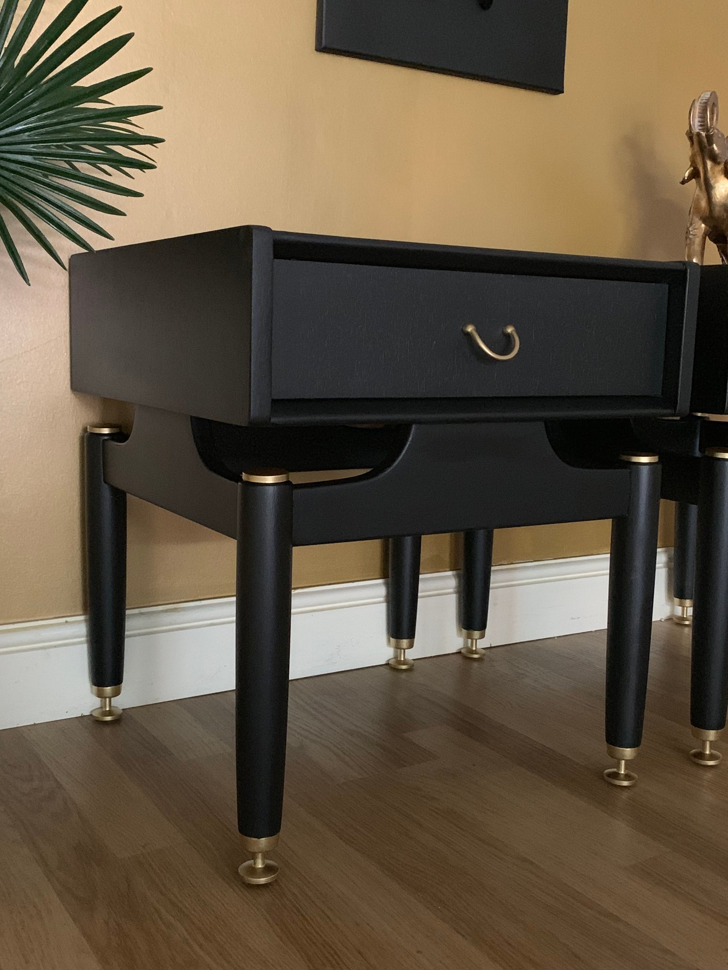 Image of A pair of black G Plan bedside/side tables