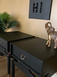 Image 3 of A pair of black G Plan bedside/side tables