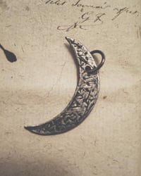 Image 1 of Hand carved sterling silver WAXING MOON pendant