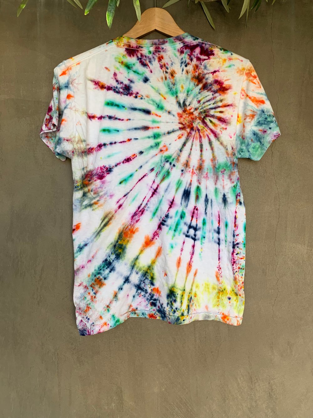 Image of rainbow tie dye on vintage tee - sm/med