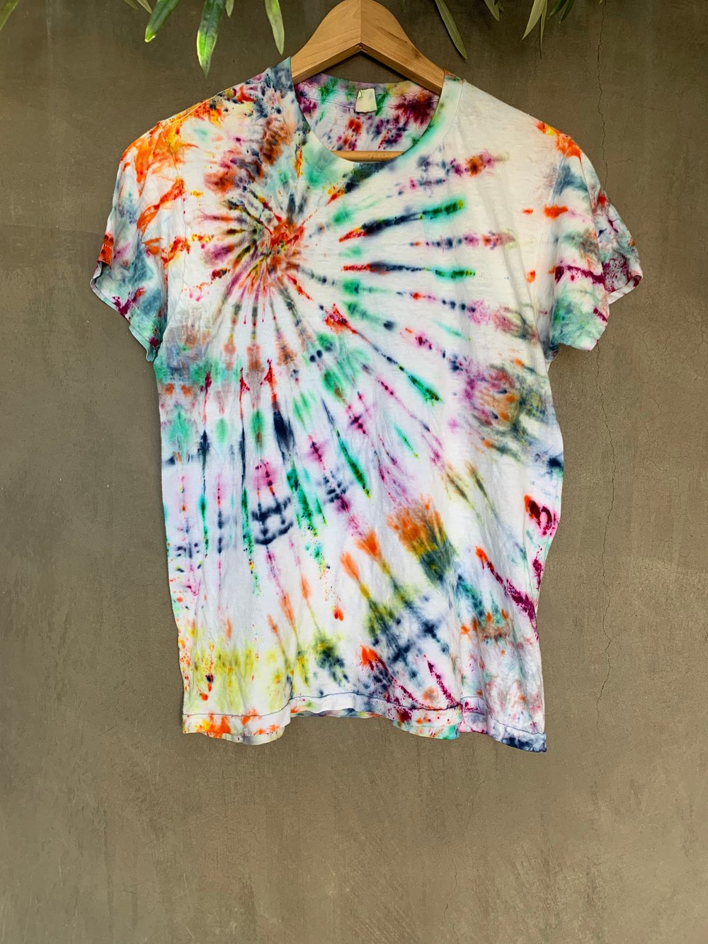 Image of rainbow tie dye on vintage tee - sm/med