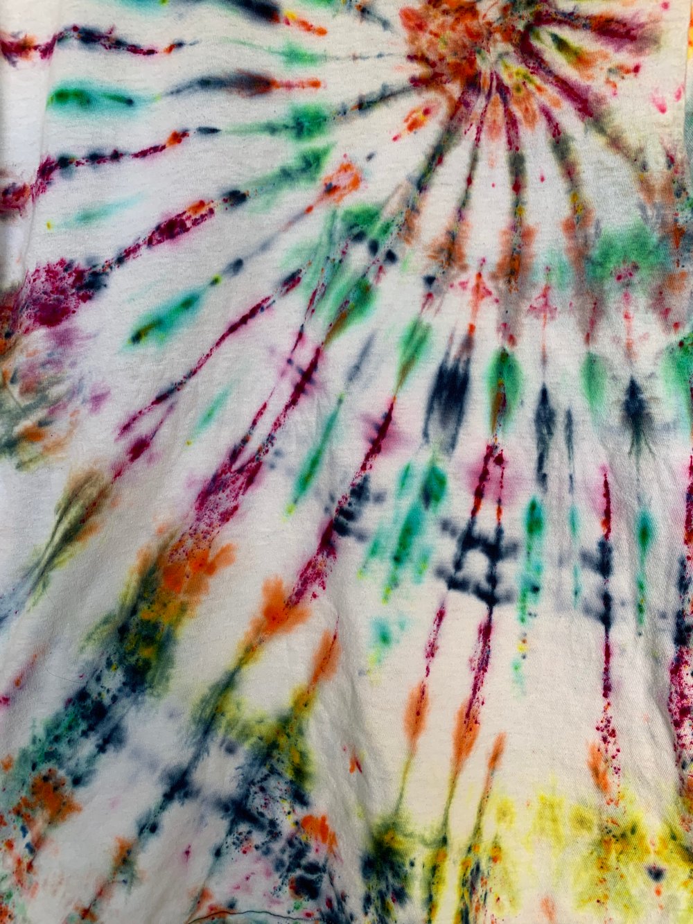 Image of rainbow tie dye on vintage tee - sm/med