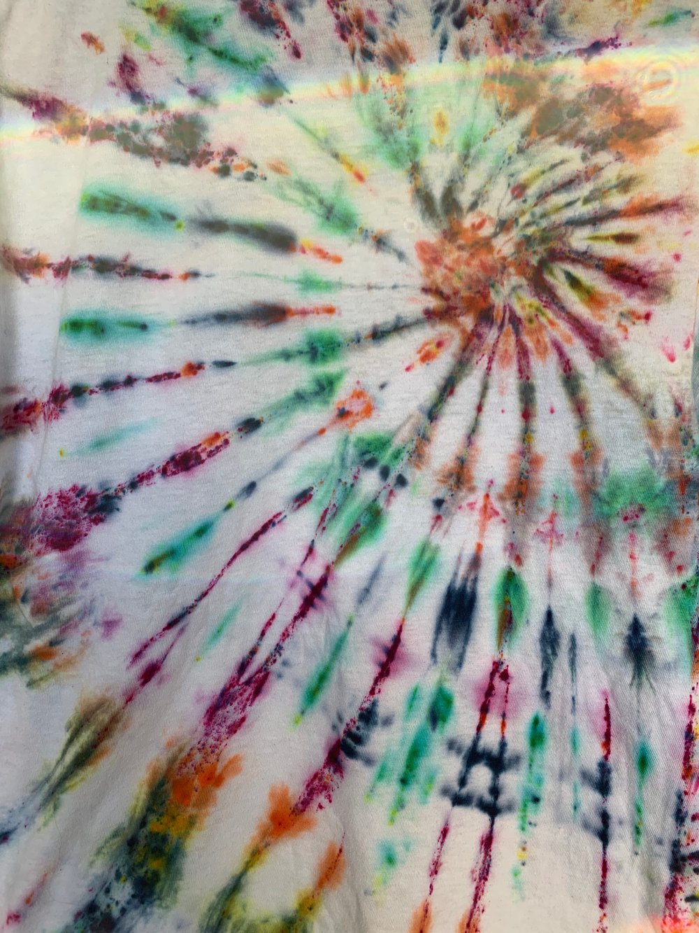 Image of rainbow tie dye on vintage tee - sm/med