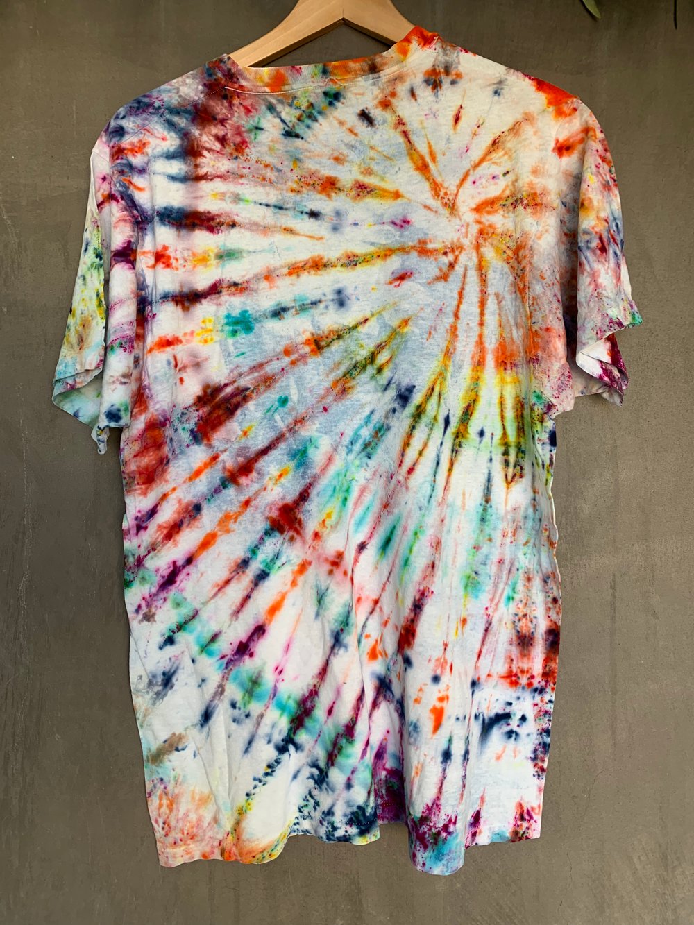 Image of rainbow spiral tie dye on vintage tee - large