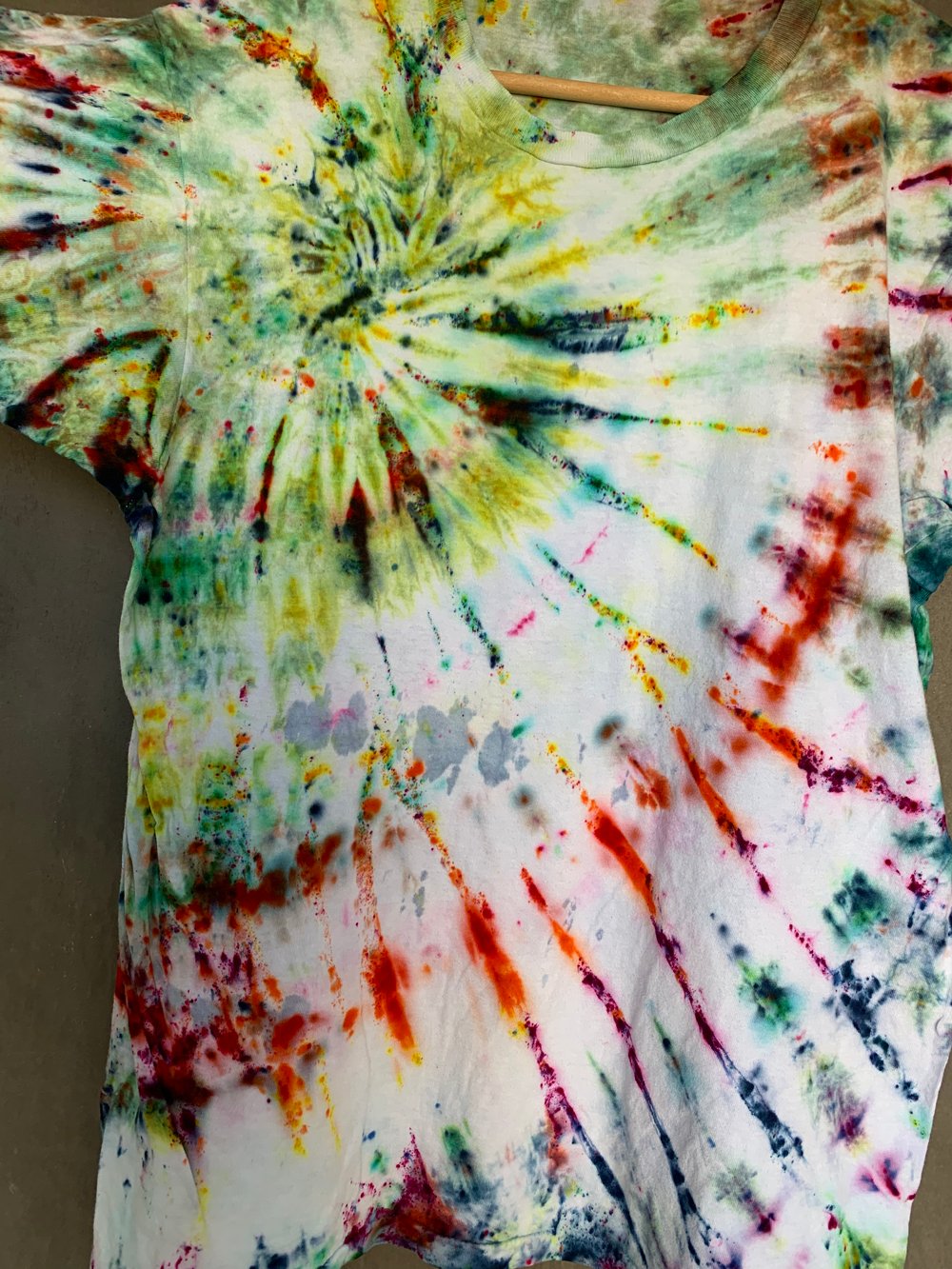 Image of rainbow spiral tie dye on vintage tee - large 2