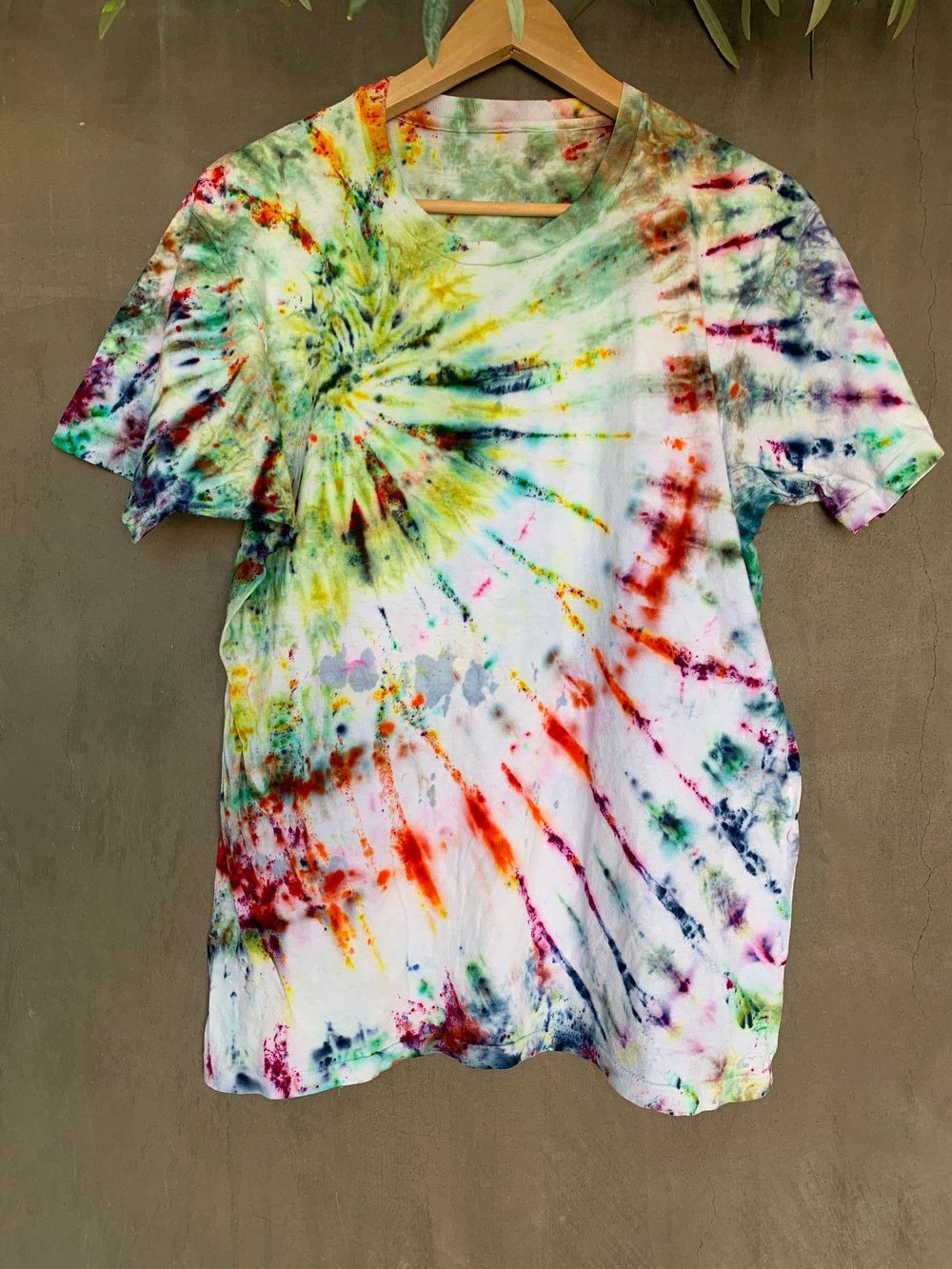 Image of rainbow spiral tie dye on vintage tee - large 2