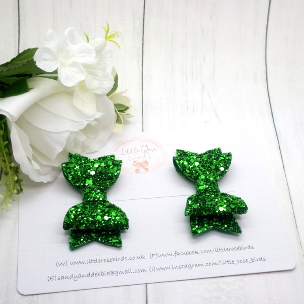 Green Glitter Pigtail Set