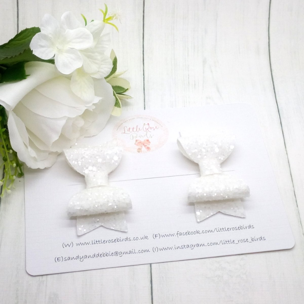 Image of White Glitter Pigtail Set
