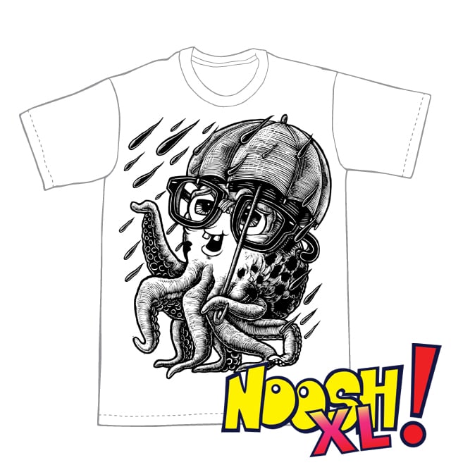 Happy in the Rain Octopus - Noosh! XL T-shirt **FREE SHIPPING**