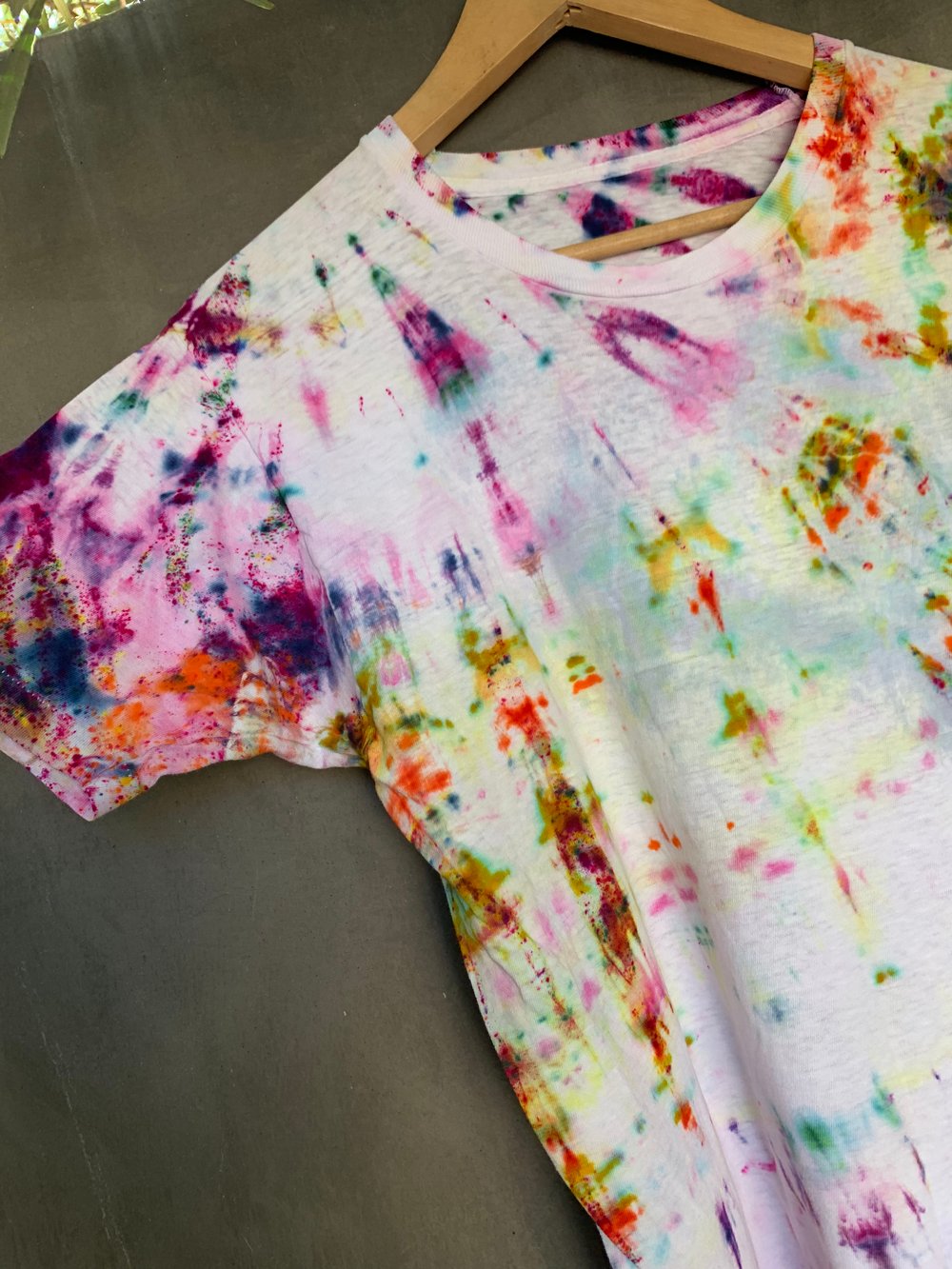 Image of rainbow tie dye vintage tee - small