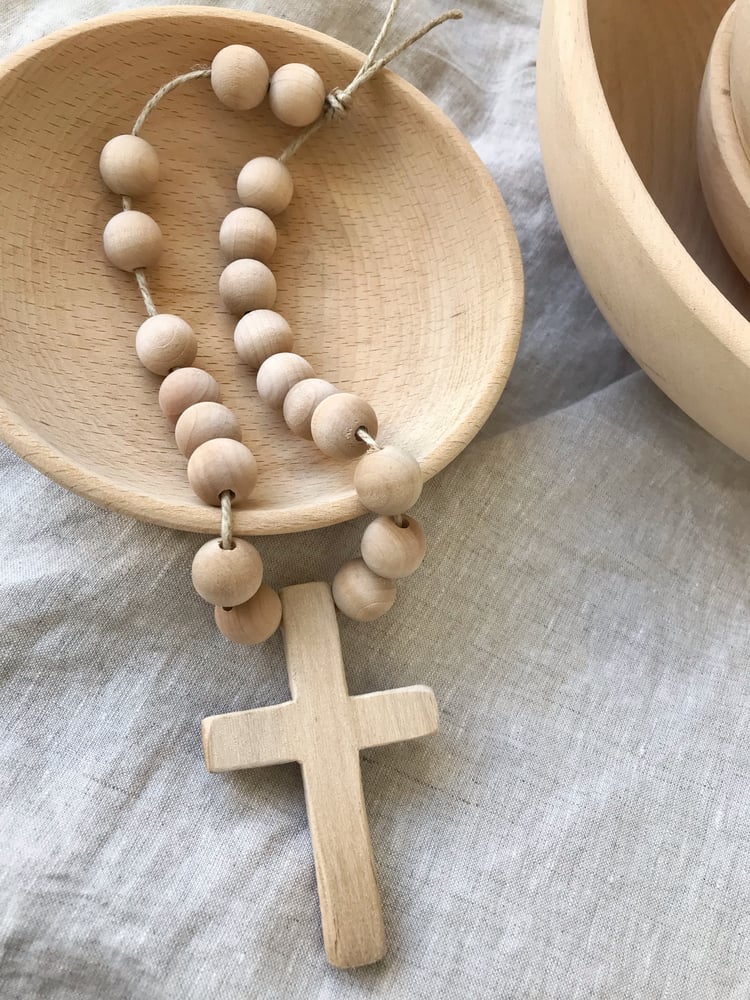 Image of Extra Mini Short Love Beads - Dried Palm with Cross