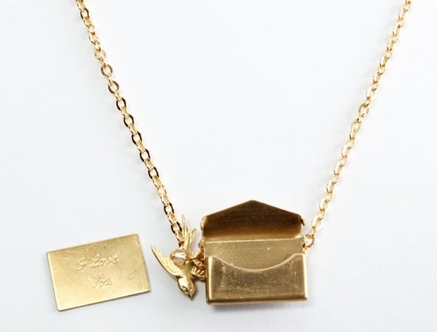 Image of gold envelope necklace