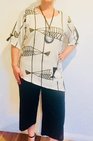 Image of Linen top fish print