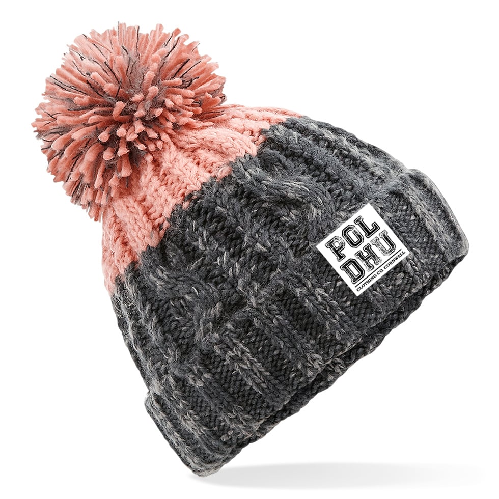 PINK TIP CHUNKY BOBBLE HAT