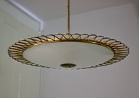 Image 3 of  Italian Glass Pendant Light with Decorative Brass Frame