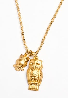 Image of owl and baby owl necklace