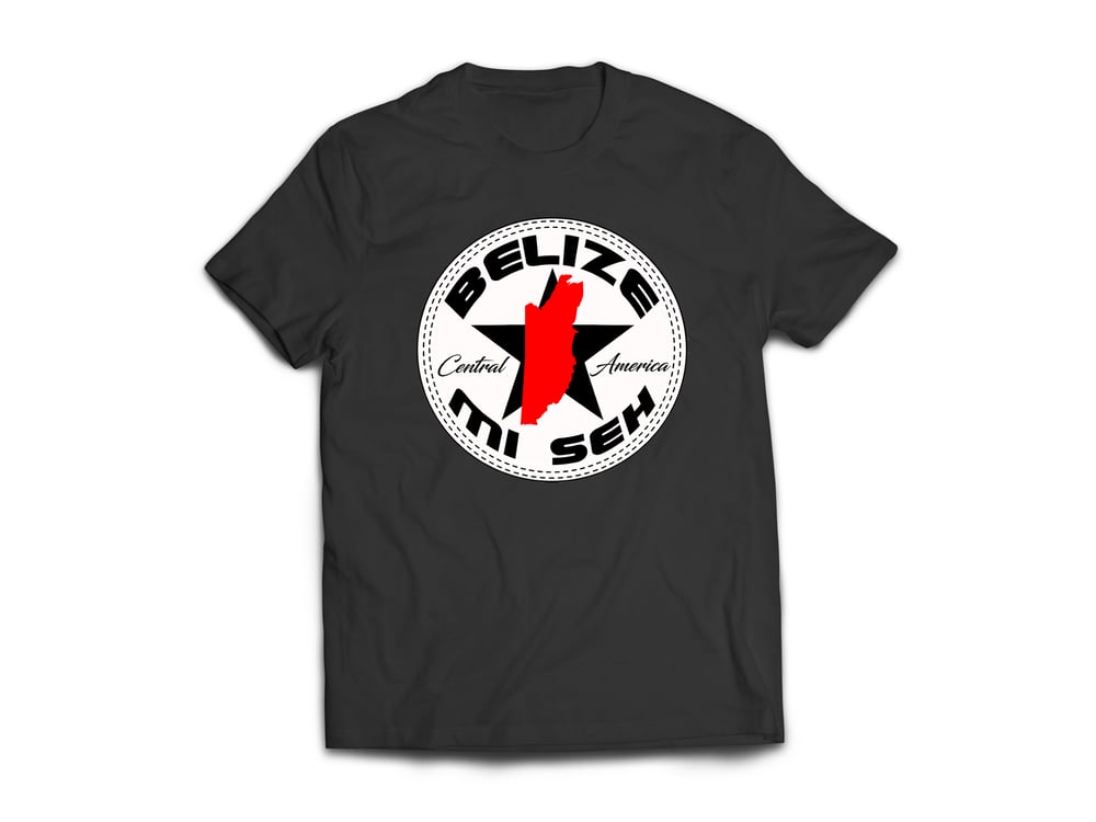 Image of BELIZE - T-SHIRT - BLACK STAR/RED MAP