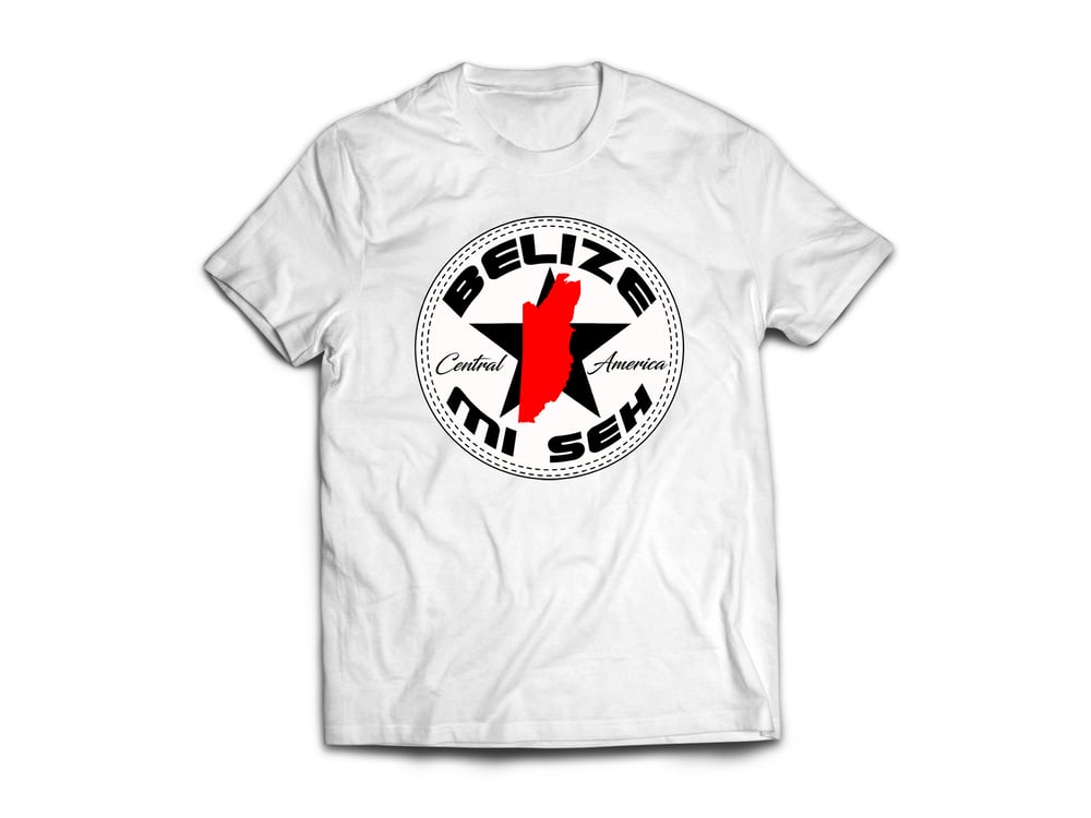 Image of BELIZE - T-SHIRT -  WHITE/BLACK/RED MAP