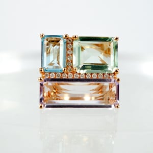 Image of Coloured gemstone Cubism dress ring 