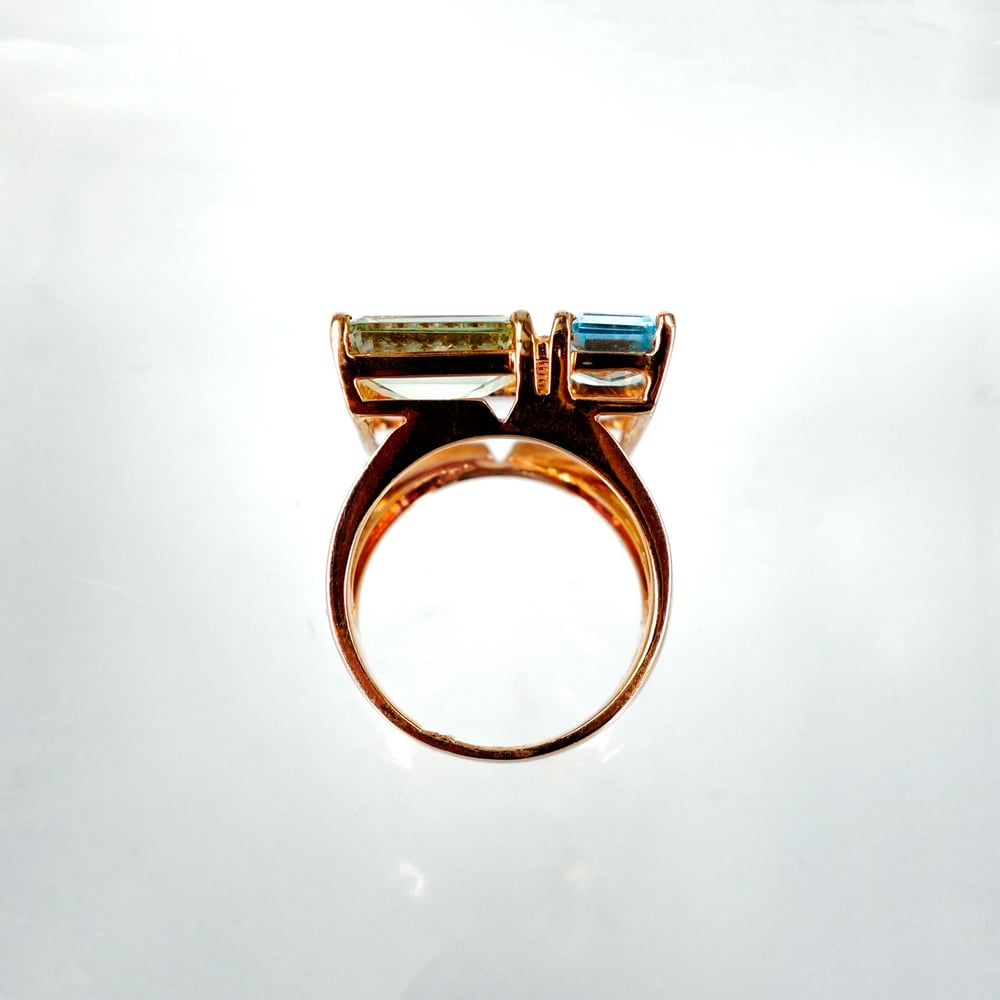 Image of Coloured gemstone Cubism dress ring 