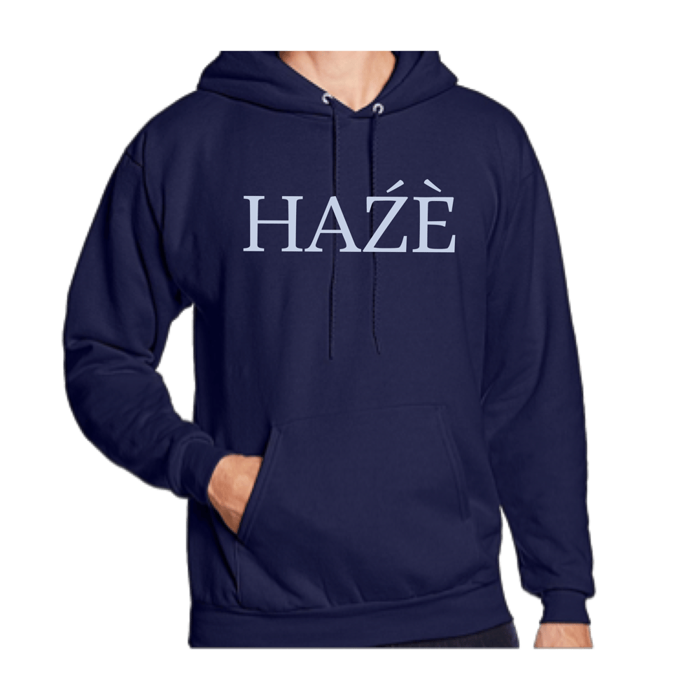 Image of HAŹÈ Navy Blue Metallic Hooded Sweatshirt 