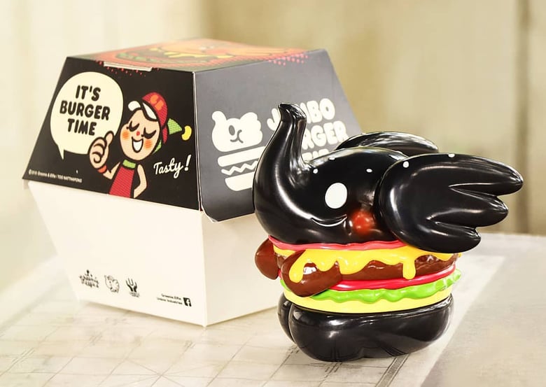 Image of Greenie and Elfie x Unbox - Black Hamburger Elfie.