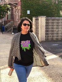 Image 2 of "It's the chromium," - unisex black cotton Jersey City t-shirt or tank