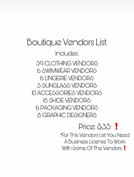 Image of Boutique vendors list