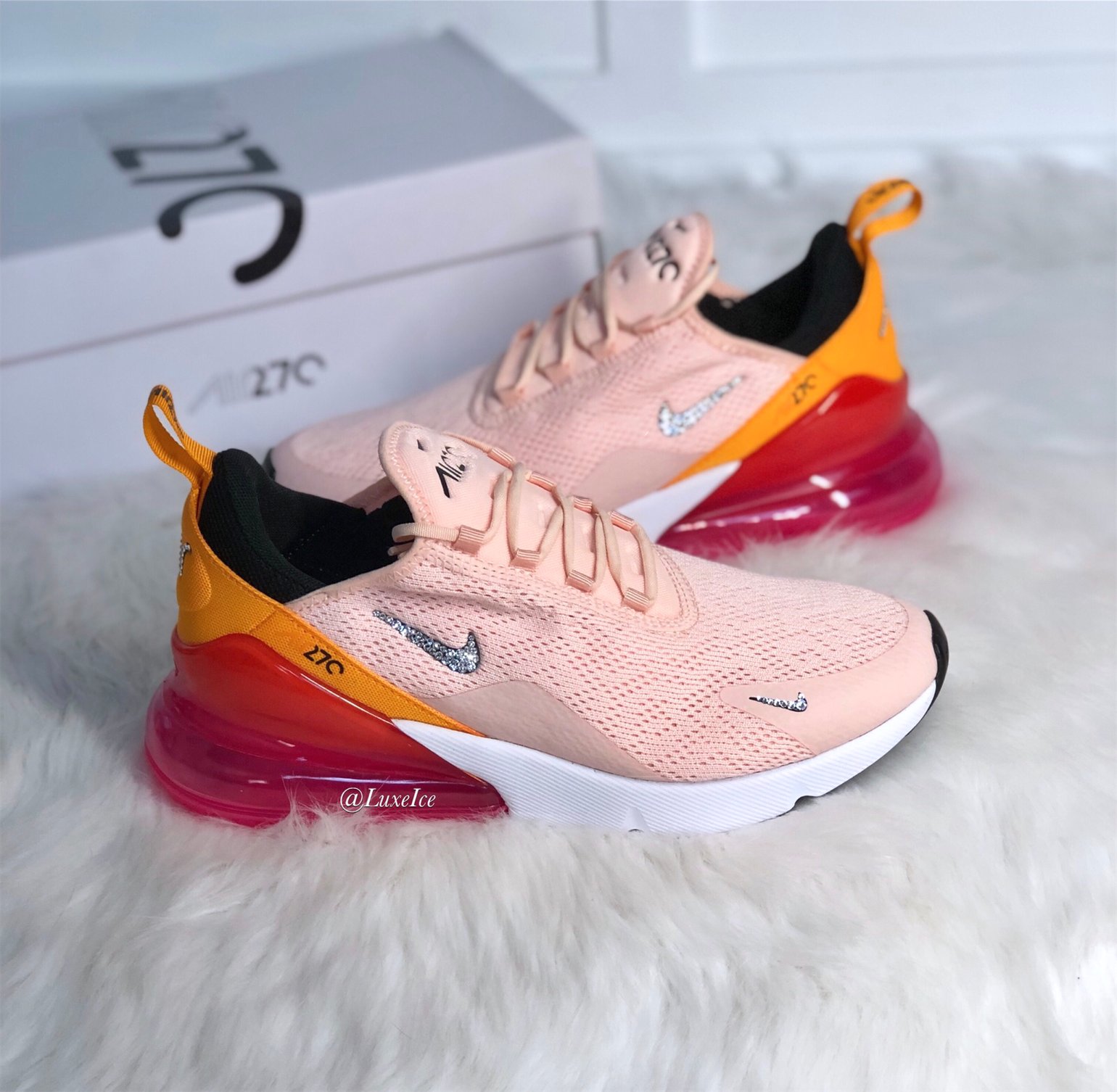 Nike Air Max 270 Womens customized with Swarovski Crystals. Luxe Ice