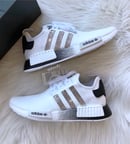 Image of Adidas NMD R1 White/Black customized with Swarovski Crystals.