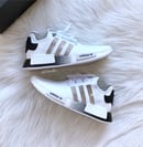 Image of Adidas NMD R1 White/Black customized with Swarovski Crystals. 