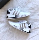 Image of Adidas NMD R1 White/Black customized with Swarovski Crystals.