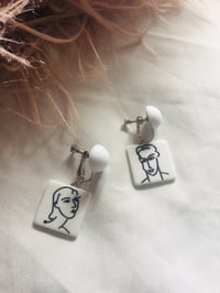 Image 2 of Comic Sketch clip on dangle earrings 