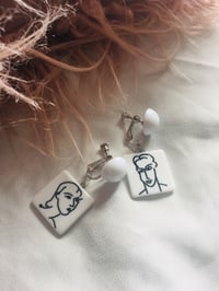 Image 3 of Comic Sketch clip on dangle earrings 