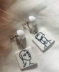 Image 1 of Comic Sketch clip on dangle earrings 